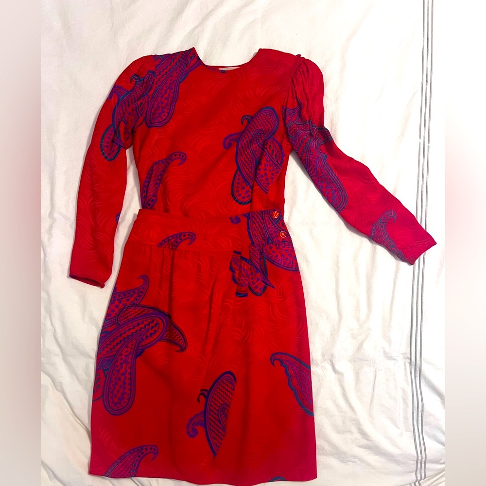 Vintage Adrianna‎ Papell 2-Piece Silk Dress – Size 4 - Picture 2 of 11